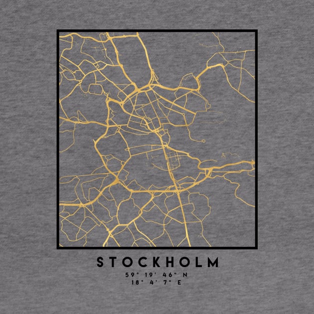 STOCKHOLM SWEDEN CITY STREET MAP ART by deificusArt